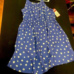 Cat & Jack Dark Blue Polka Dot Sleeveless Dress | Girls Size M 7/8